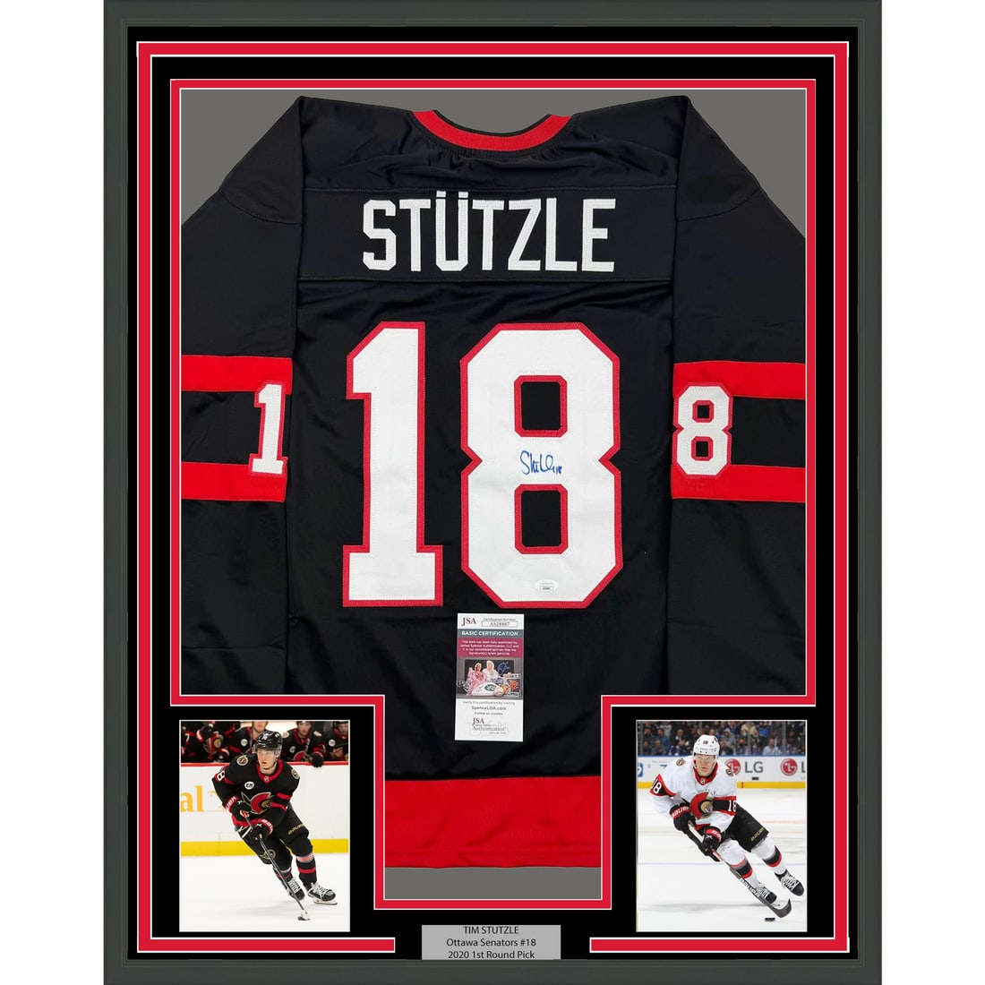 Framed Tim Stutzle Autographed Ottawa Senators Jersey with JSA COA (1 of 2)
