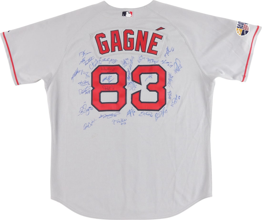 2007 Boston Red Sox Signed Game Used Jersey with 31 Signatures JSA COA: 2007 Boston Red Sox Signed Game Used Jersey with 31 Signatures JSA COA Celebrate the triumph of the 2007 Boston Red Sox with this authentic World Series jersey, worn by Eric Gagne and signed by the en