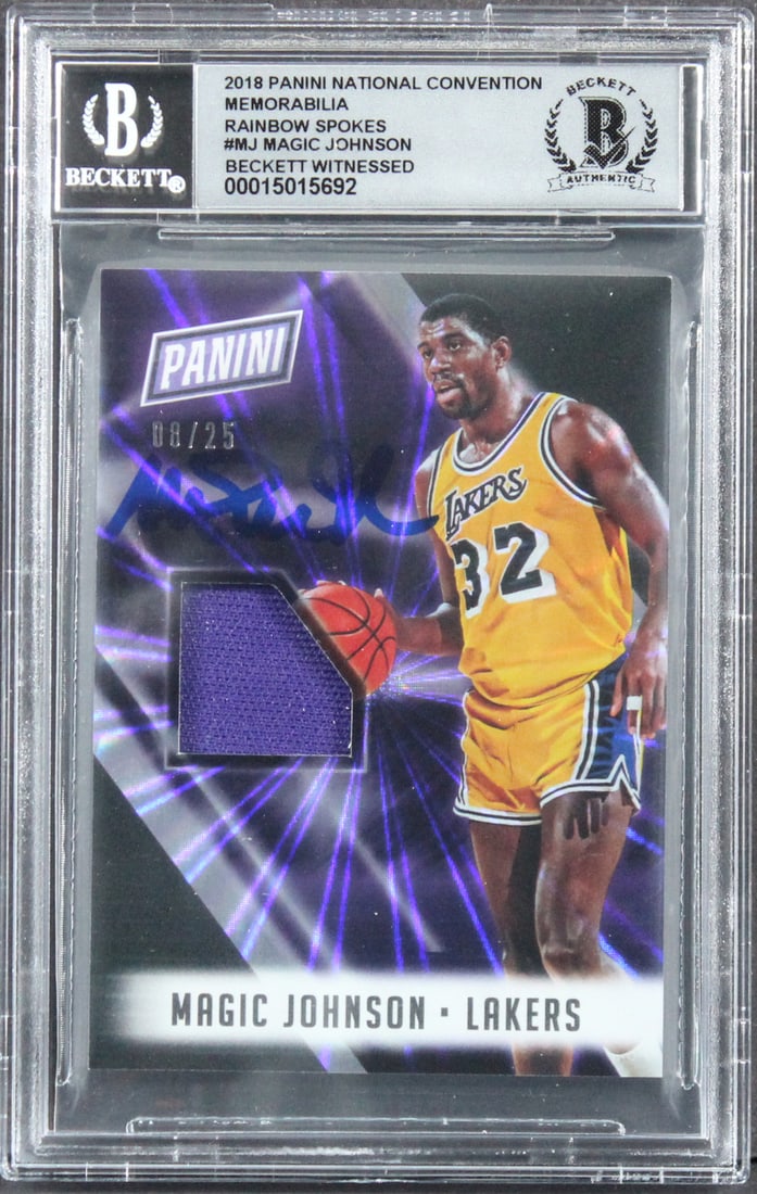 Magic Johnson Autographed 2018 Panini Rainbow Spokes #MJ 08/25 Gem Mint 10 Beckett (1 of 2)