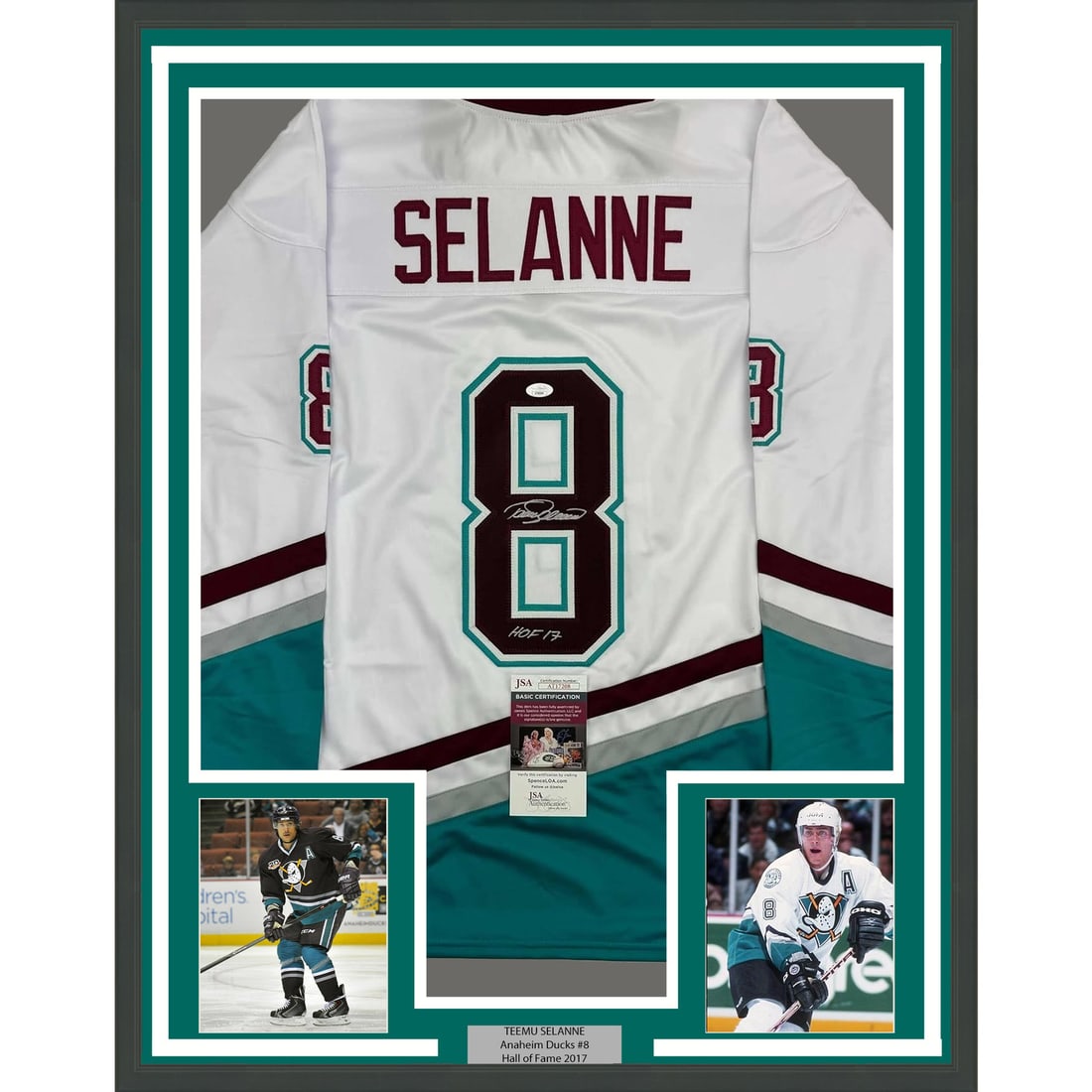 Teemu Selanne Autographed Framed Jersey Anaheim Ducks JSA COA 35x39 (1 of 2)