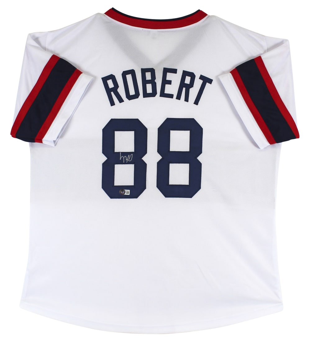 Luis Robert Signed White Throwback Jersey Chicago White Sox BAS Authenticated (1 of 3)