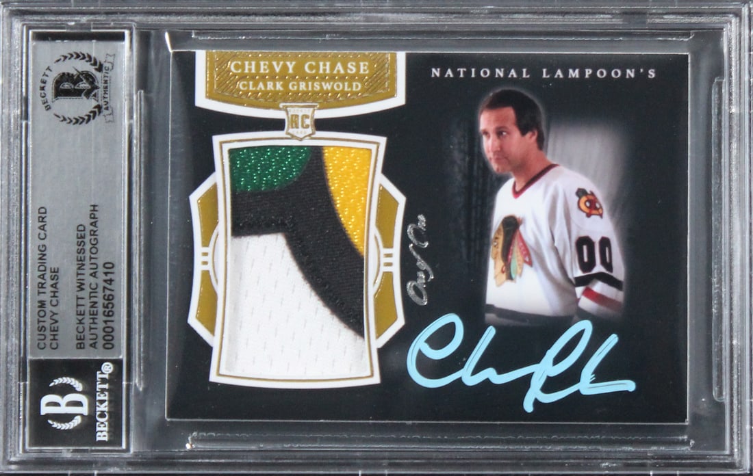 Chevy Chase Signed Christmas Vacation Relic Card One of One Beckett Authenticated (1 of 2)