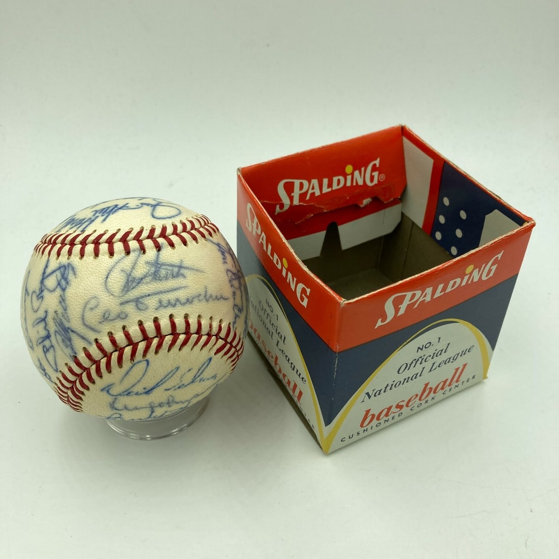1969 Chicago Cubs Team Signed Baseball with Ernie Banks JSA Authenticated: 1969 Chicago Cubs Team Signed Baseball with Ernie Banks JSA Authenticated Celebrate the legacy of the Chicago Cubs with this 1969 Team Signed Vintage Official National League Baseball. This remarkable