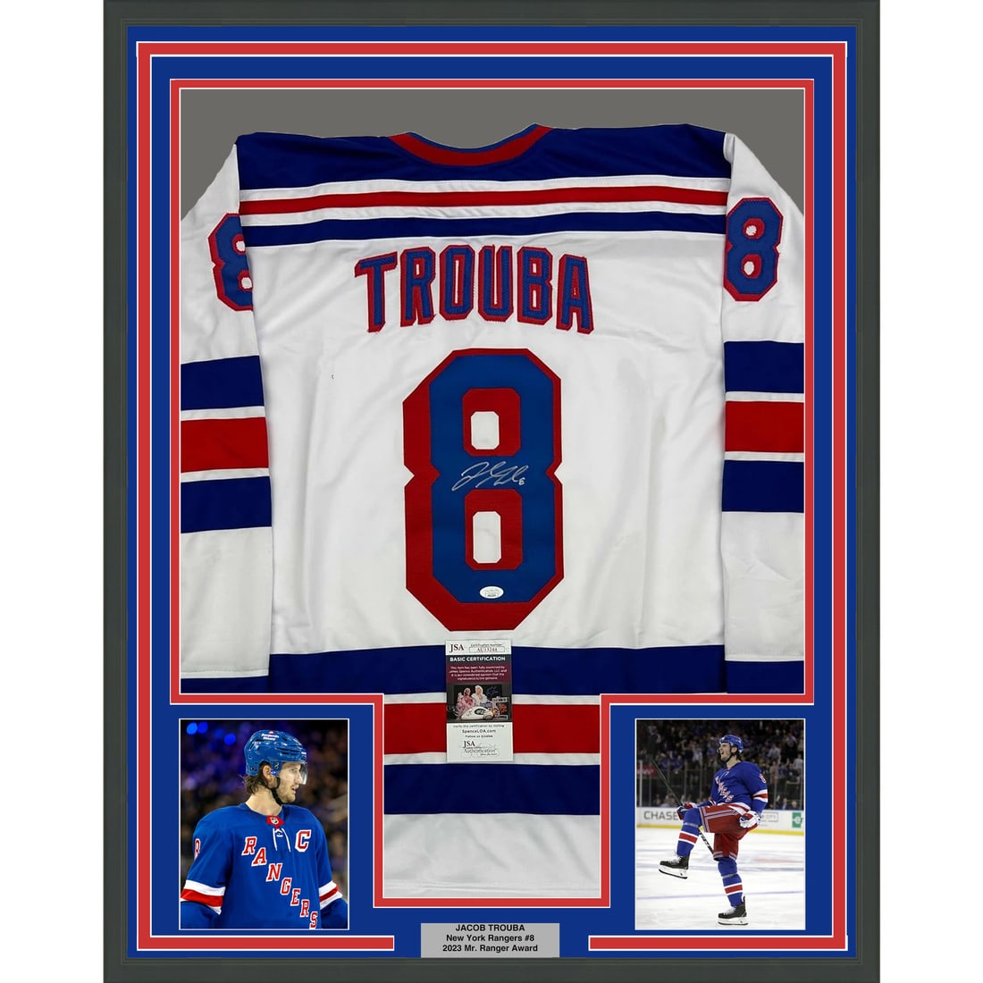 Framed Signed Jacob Trouba New York Rangers Jersey with JSA COA (1 of 2)