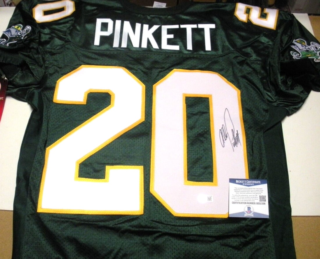 Allen Pinkett Signed Notre Dame Rawlings Jersey with Beckett COA (1 of 2)