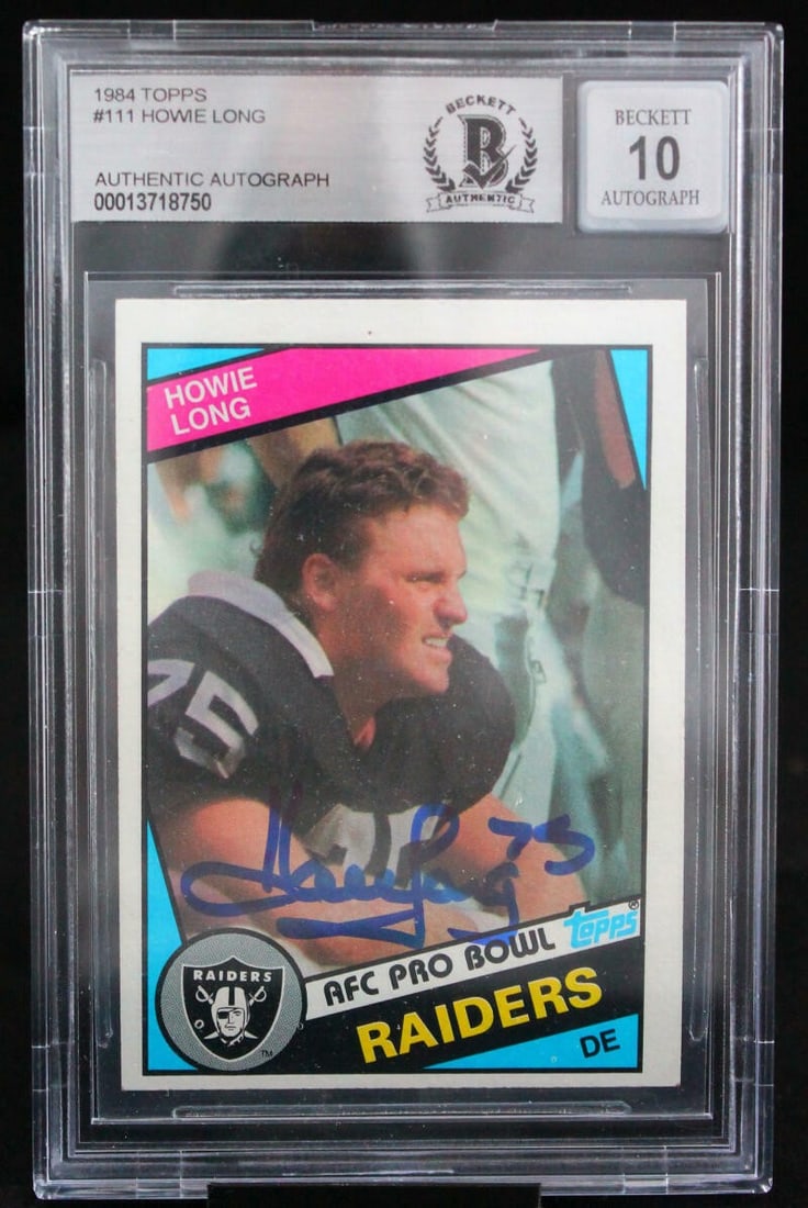 1984 Topps Howie Long Autographed Rookie Card BGS 10 Oakland Raiders (1 of 6)