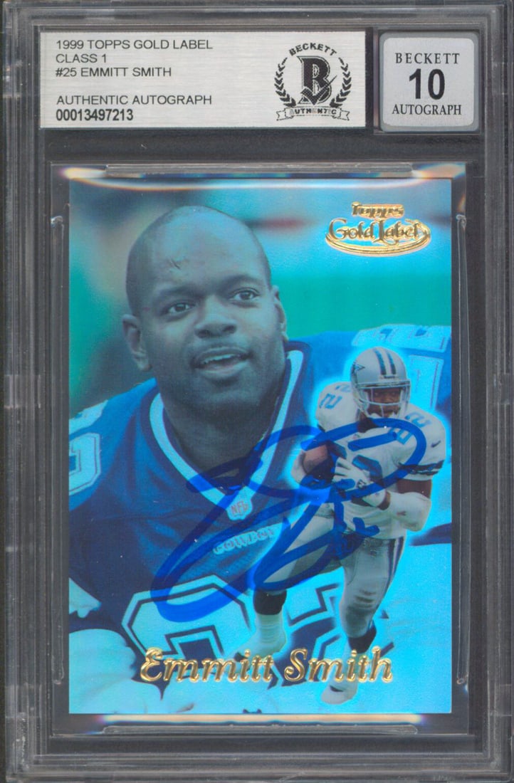 Emmitt Smith Signed 1999 Topps Gold Label C1 #25 Card Gem Mint 10 BAS Authenticated (1 of 2)
