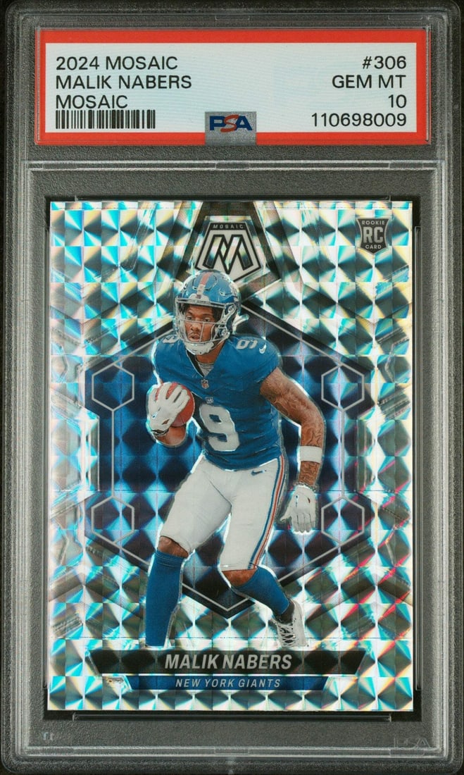 2024 Panini Mosaic Malik Nabers #306 Rookie Football Card PSA 10 (1 of 2)