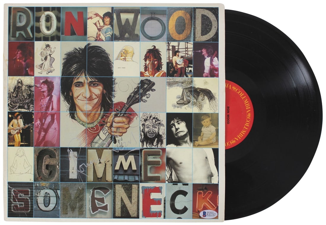 Ronnie Wood Signed Gimme Some Neck Album Cover Vinyl with COA: Ronnie Wood Signed Gimme Some Neck Album Cover Vinyl with COA This authentic autographed Gimme Some Neck album cover with vinyl has been personally signed by Ronnie Wood of The Rolling Stones. It come