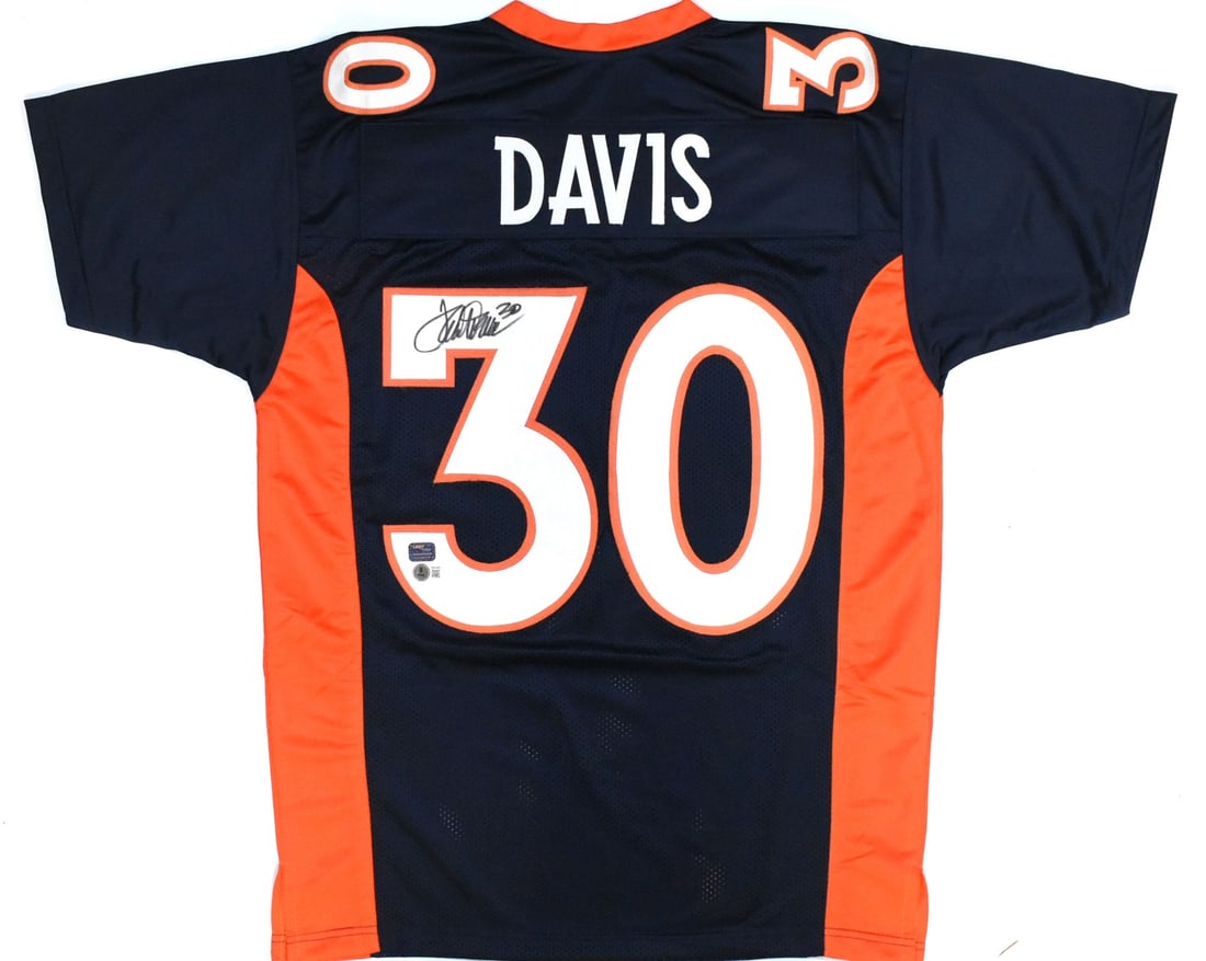 Terrell Davis Autographed Denver Broncos Blue Jersey Beckett Hologram (1 of 3)