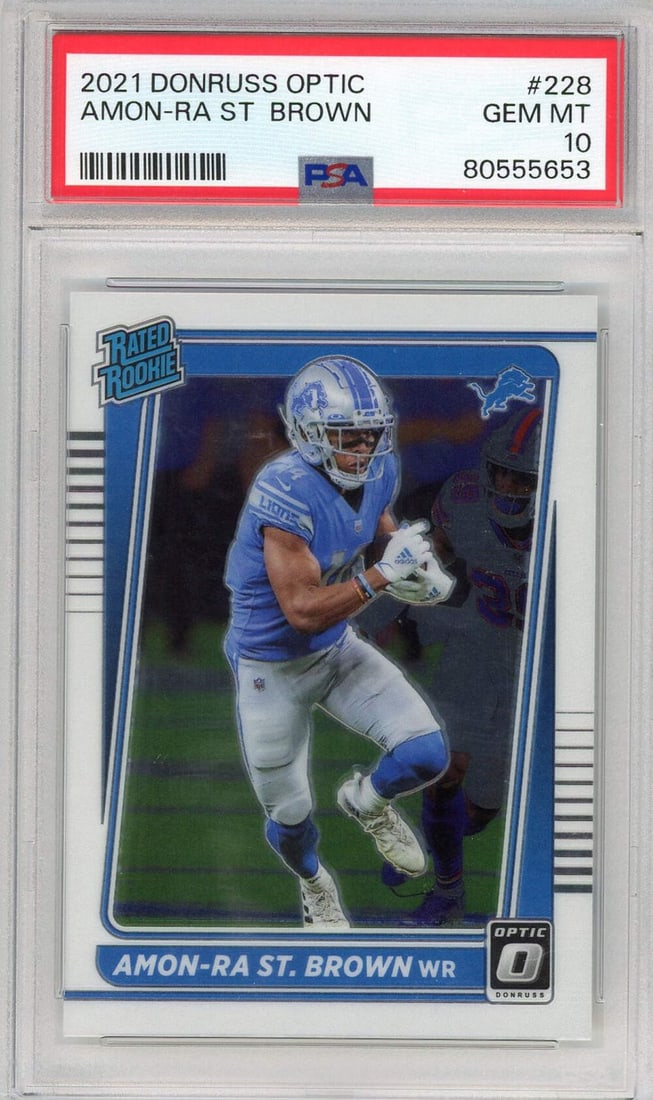 Graded 2021 Donruss Optic Amon-Ra St. Brown #228 Rookie Football Card PSA 10 (1 of 2)