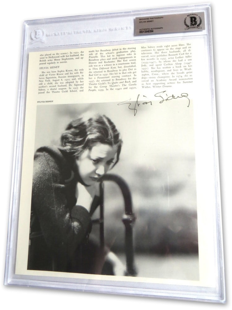 Sylvia Sidney Autographed Magazine Photo Beckett Authenticated 8.75 x 12 (1 of 3)