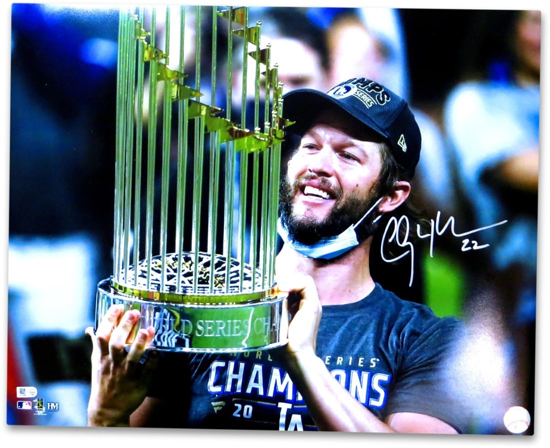Clayton Kershaw Autographed 16X20 Photo Dodgers World Series Trophy MLB Authenticated: Clayton Kershaw Autographed 16X20 Photo Dodgers World Series Trophy MLB Authenticated Celebrate the legacy of Clayton Kershaw with this stunning autographed 16X20 photo featuring the iconic World Seri