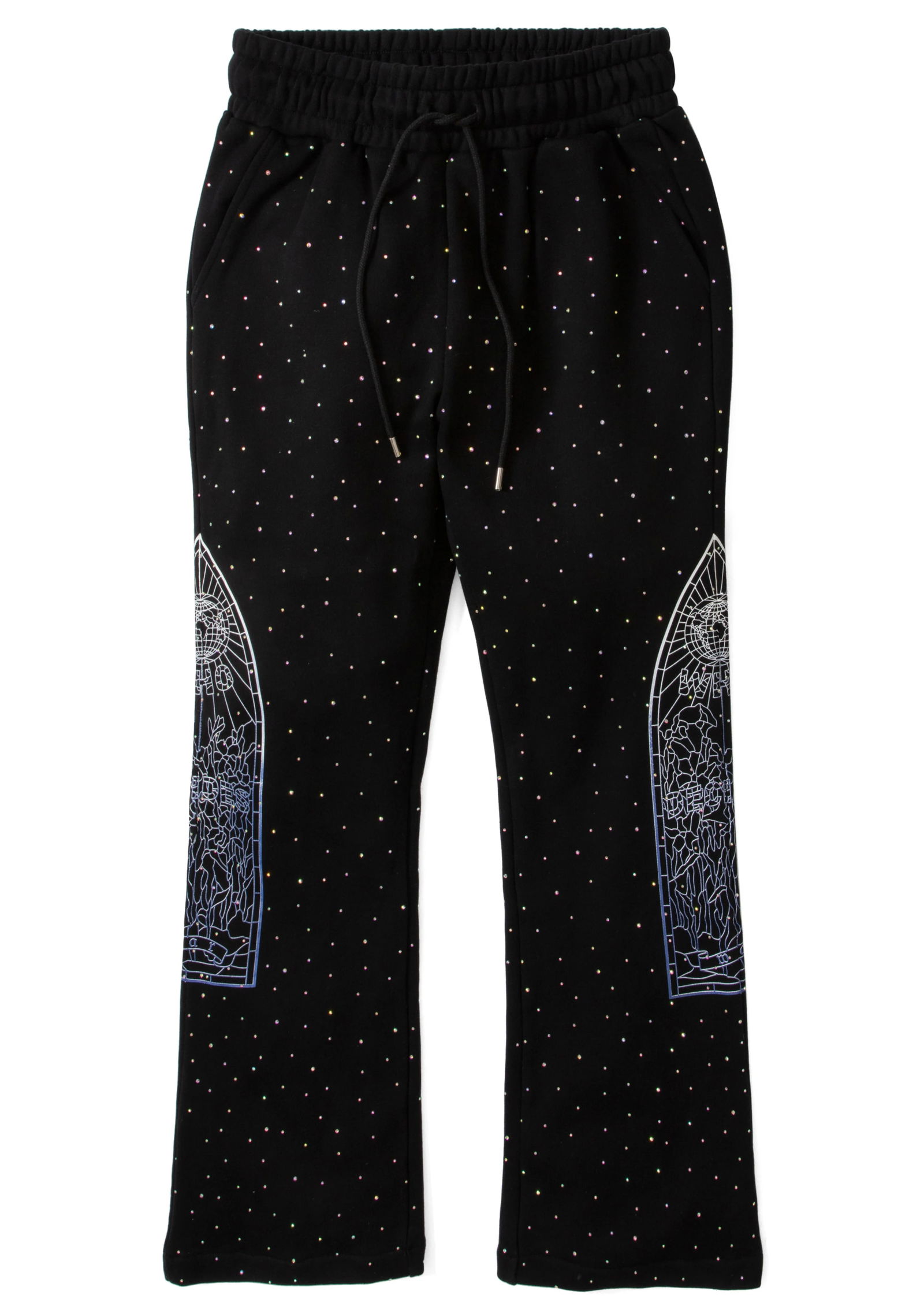 Who Decides War Rhinestone Black Sweatpants with Flared Silhouette (1 of 2)