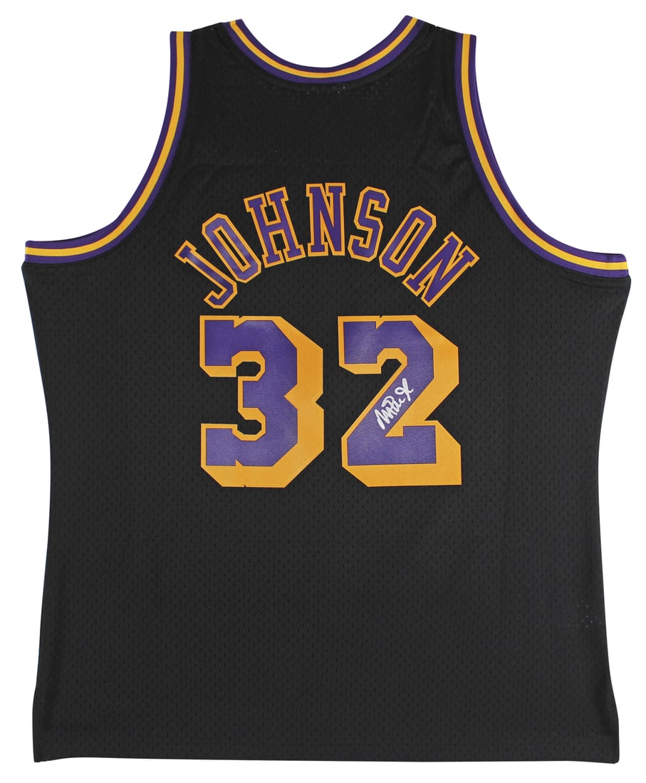 Magic Johnson Signed Lakers Swingman Jersey HOF 02 BAS Witnessed (1 of 5)