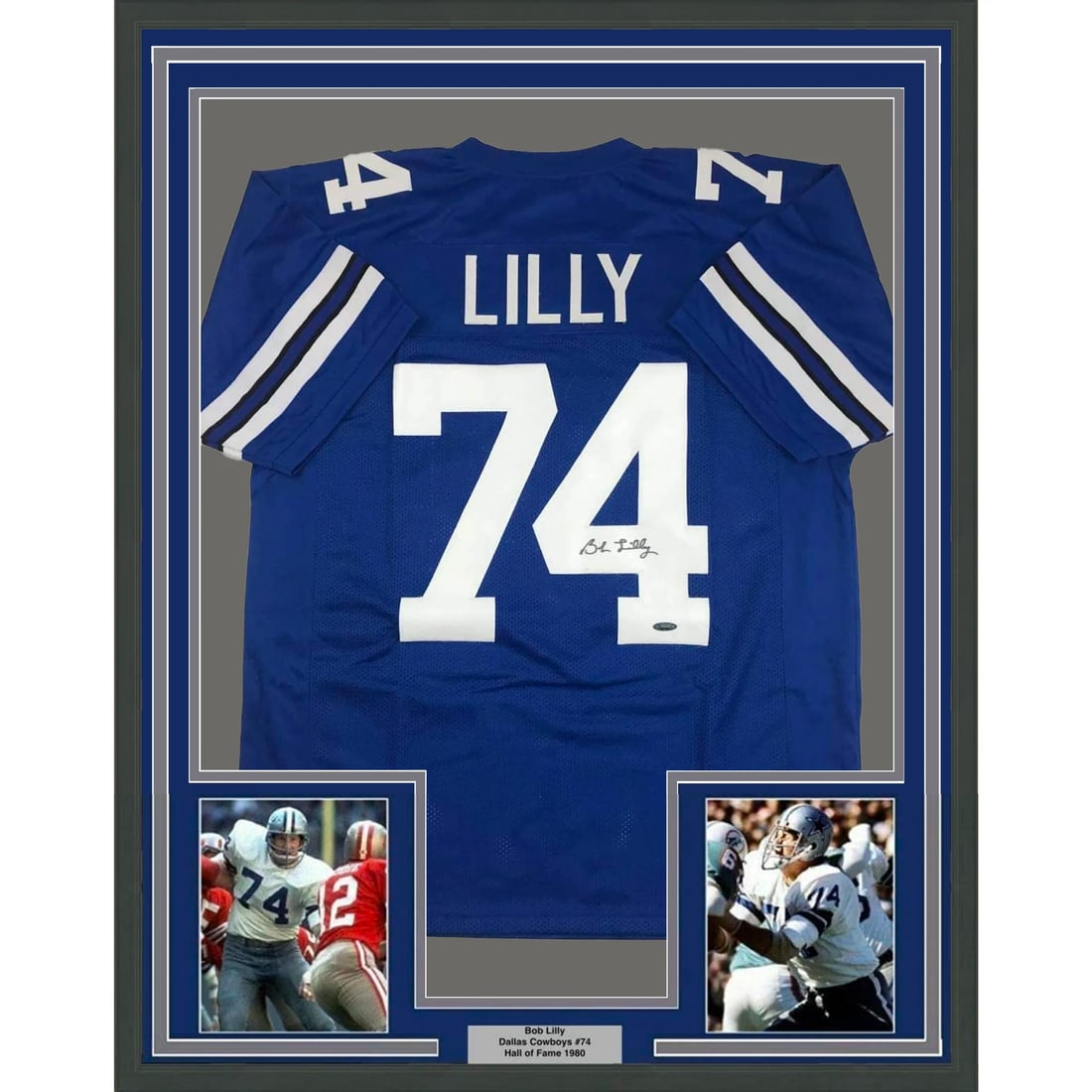 Framed Bob Lilly Autographed Retro Blue Jersey Tristar Holo NFL Gem Mint (1 of 2)