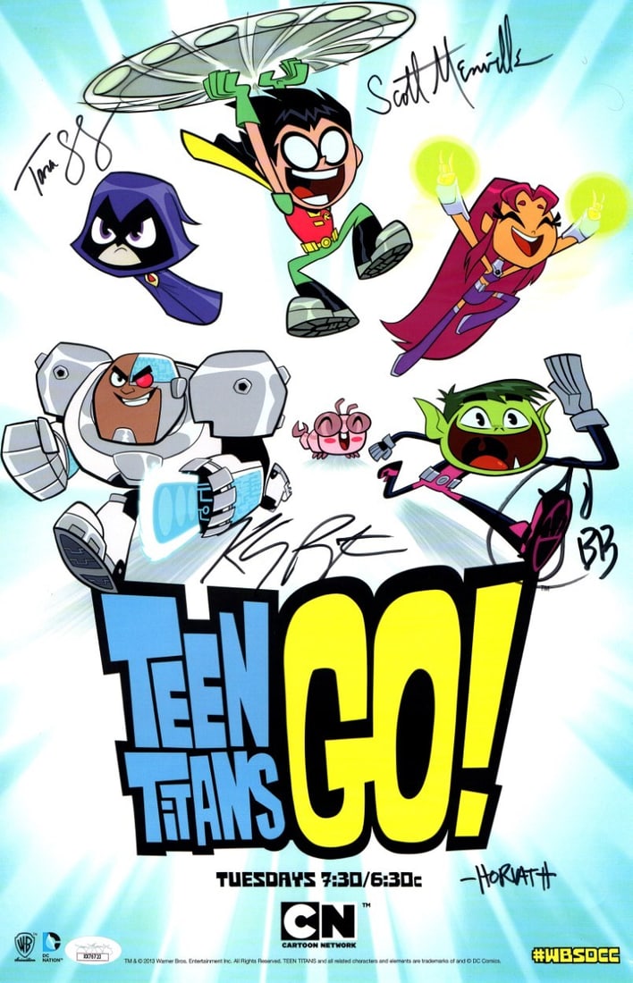 Teen Titans Go! Autographed Cast Poster 11X17 JSA Authenticated (1 of 2)