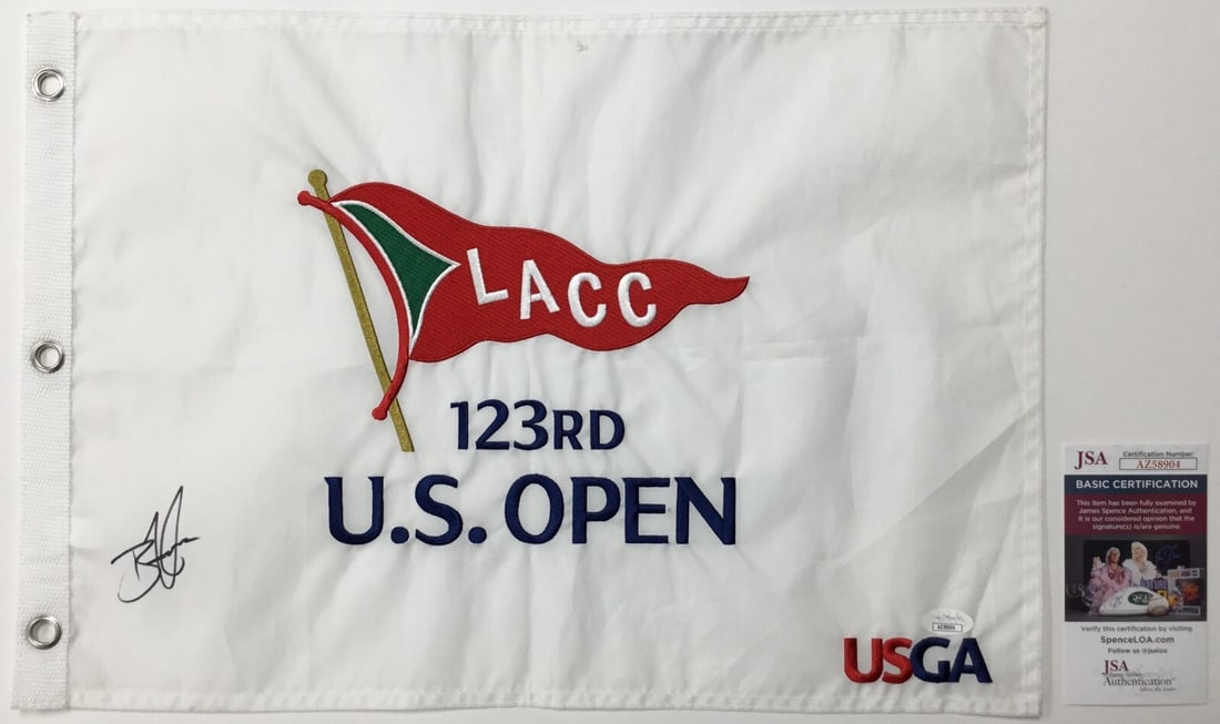 Brian Harman Signed 123rd LACC US Open Pin Flag JSA Authenticated: Brian Harman Signed 123rd LACC US Open Pin Flag JSA Authenticated Celebrate the 123rd LACC US Open with this official pin flag signed by PGA star Brian Harman. This unique collectible features a perfe