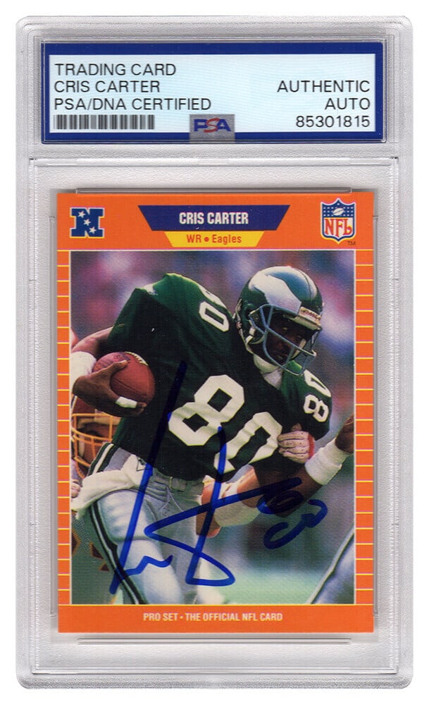 Cris Carter Signed Eagles 1989 Pro Set Rookie Card #314 PSA Authenticated (1 of 2)