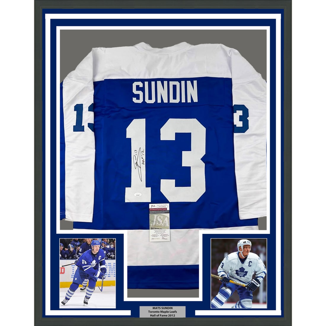 Framed Autographed Mats Sundin Toronto Maple Leafs Jersey JSA COA (1 of 2)