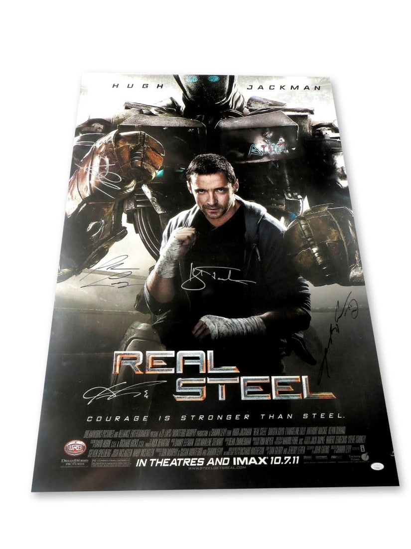 Real Steel Multi Signed 27x40 Poster Hugh Jackman Anthony Mackie JSA Authenticated (1 of 2)