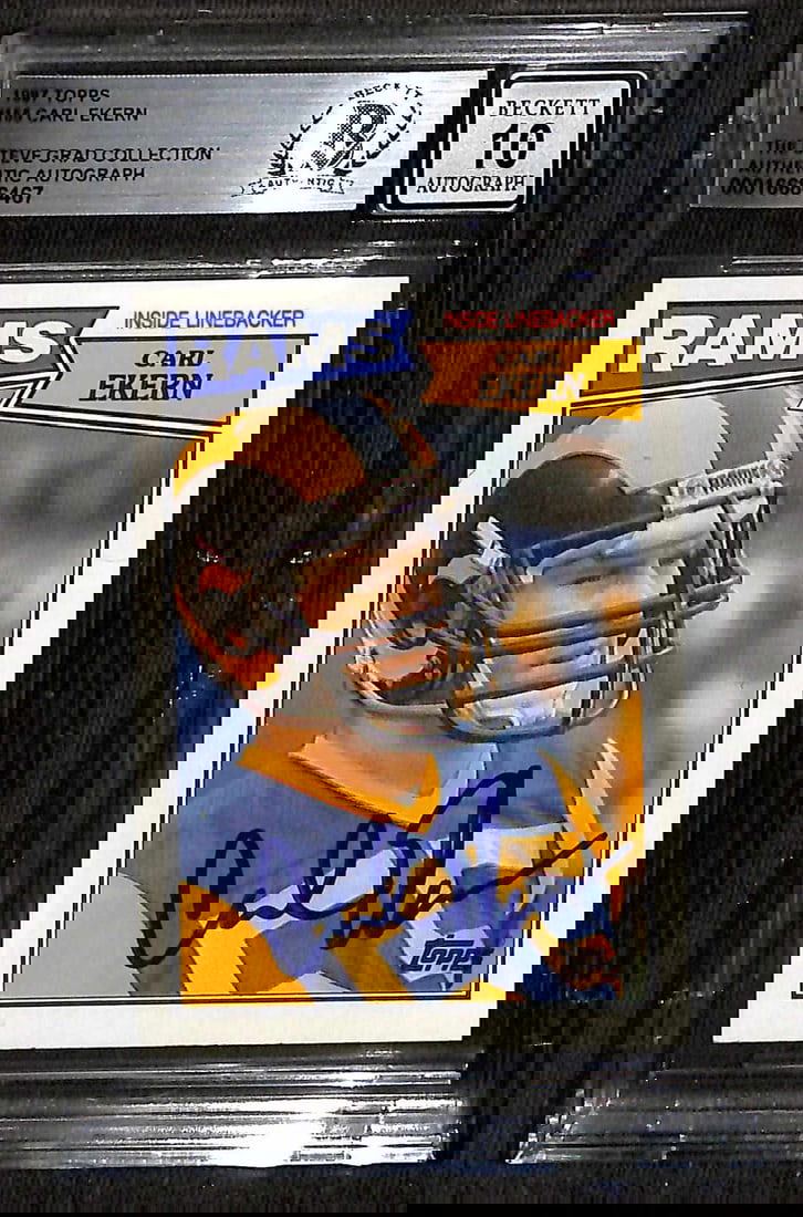 Carl Ekern Signed 1987 Topps #155 Football Card Graded 10 Beckett (1 of 1)