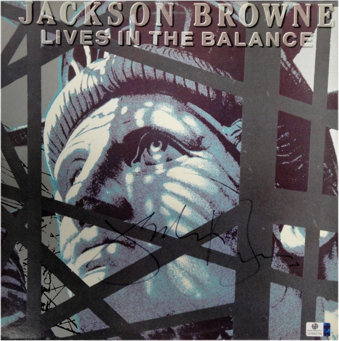 Jackson Browne Autographed Record Cover Lives In Balance GAI Certified (1 of 3)