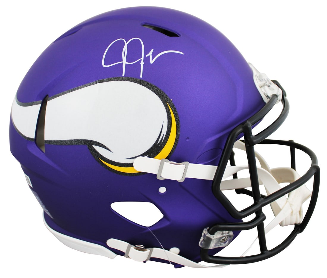 Justin Jefferson Autographed Vikings Full Size Speed Helmet BAS Witnessed (1 of 3)
