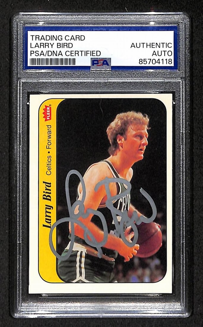 Larry Bird 1986 Fleer Signed Basketball Card 2 PSA DNA Authenticated (1 of 2)