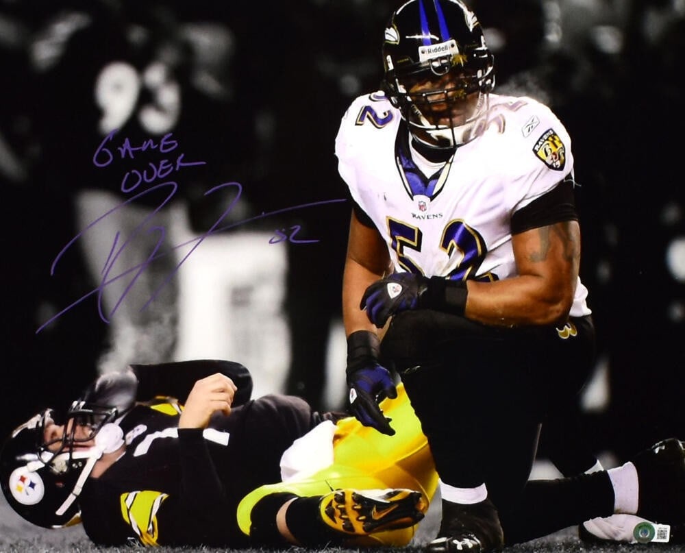 Ray Lewis Signed Photo 16x20 Ravens vs Roethlisberger Beckett Authenticated (1 of 10)