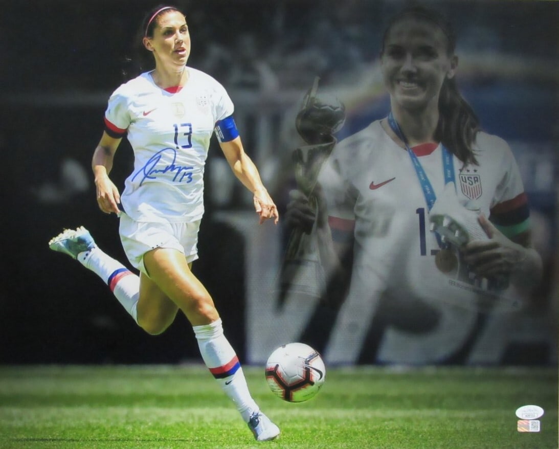 Alex Morgan Signed 16x20 US Women's Soccer Photo JSA Authenticated: Alex Morgan Signed 16x20 US Women's Soccer Photo JSA Authenticated Capture a moment of soccer history with this Alex Morgan signed 16x20 photo featuring the star of the US Women's Soccer Team. This or