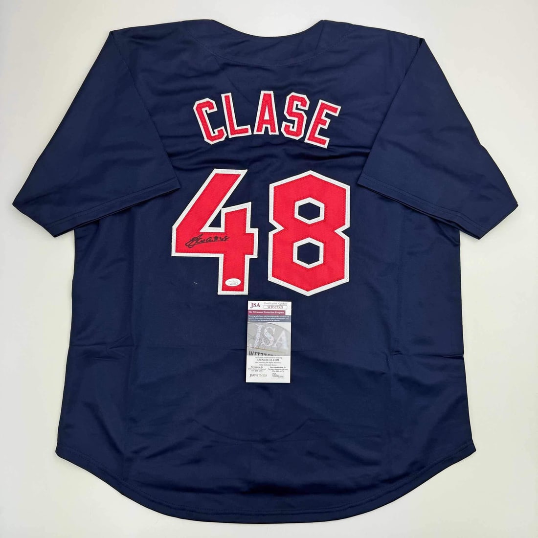 Emmanuel Clase Signed Cleveland Guardians Blue Jersey JSA Certified (1 of 4)