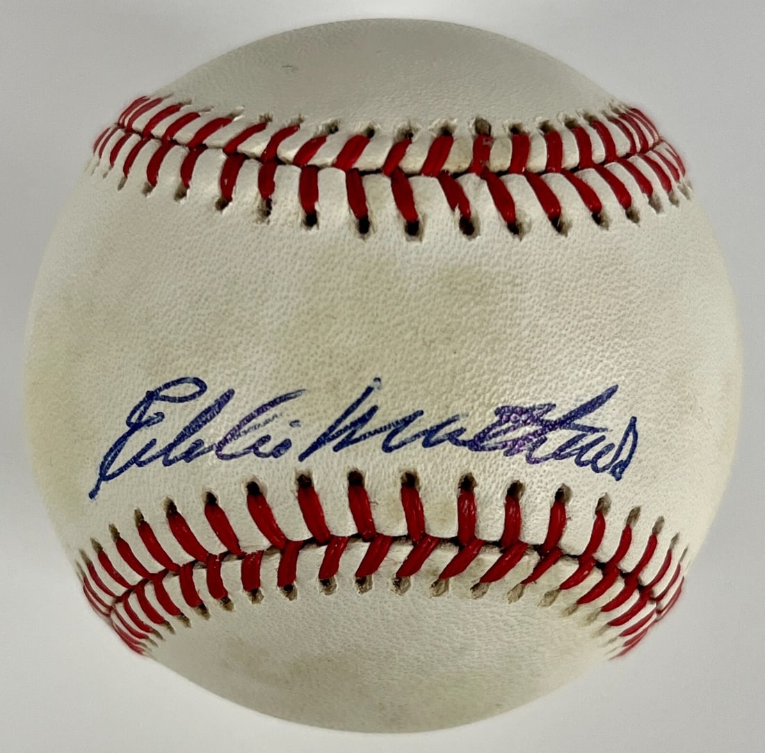 Eddie Mathews Signed Rawlings National League Baseball JSA N15751 (1 of 2)