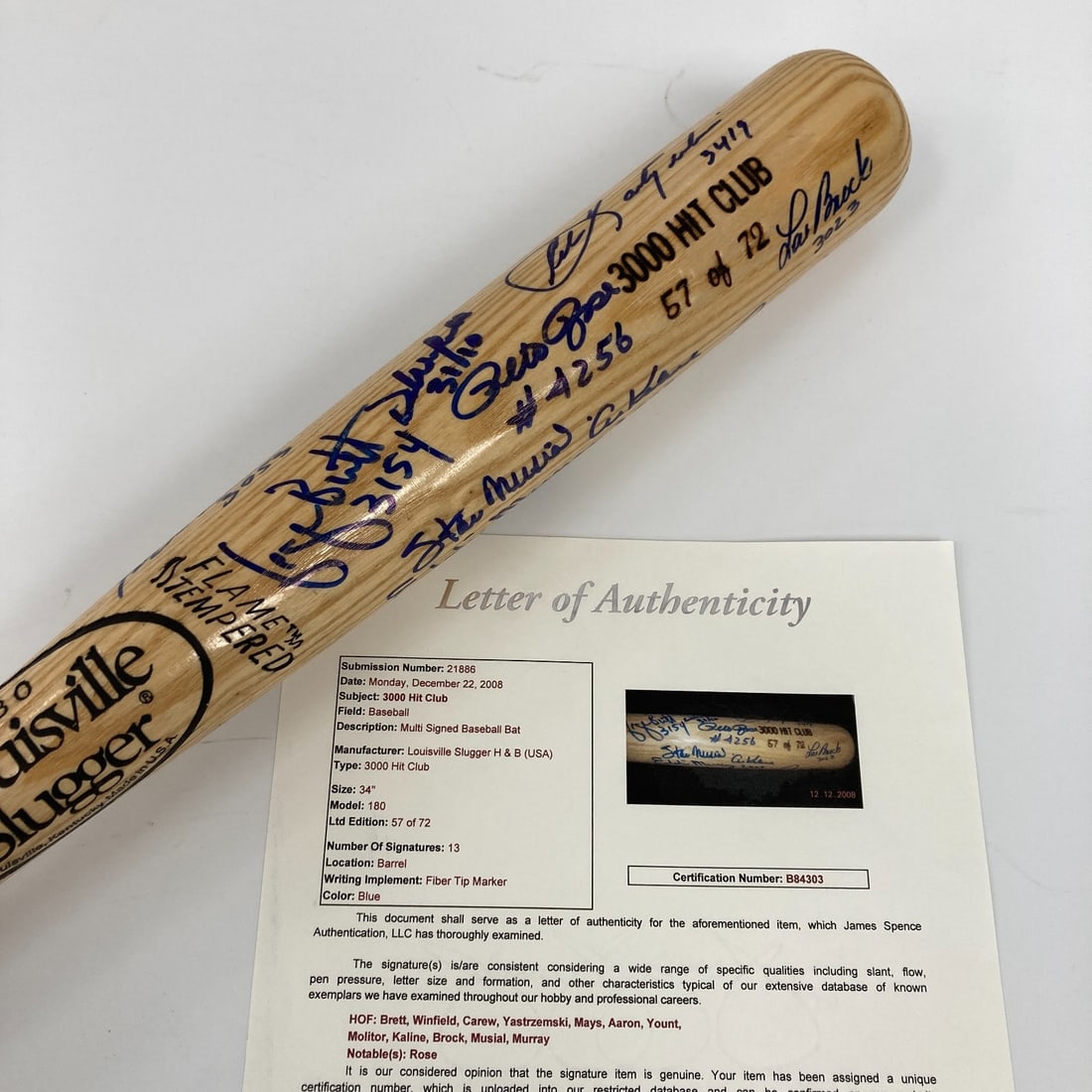 Limited Edition Multi Signed 3000 Hit Club Bat JSA COA: Limited Edition Multi Signed 3000 Hit Club Bat JSA COA This Beautiful 3,000 Hit Club Multi Signed Baseball Bat is a limited-edition commemorative piece featuring signatures from thirteen legendary pla