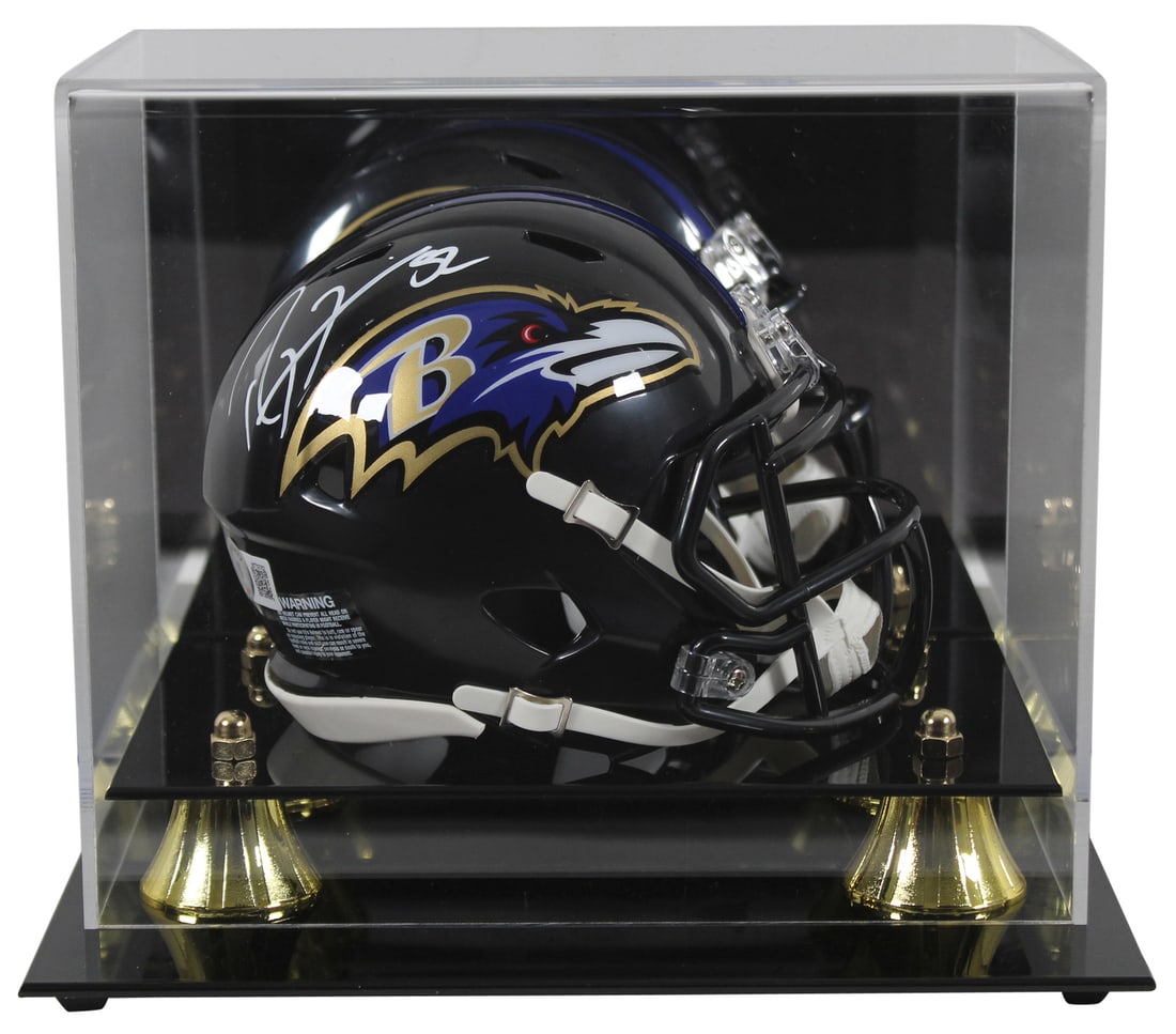 Ray Lewis Autographed Baltimore Ravens Mini Helmet with Display Case BAS Authenticated (1 of 3)
