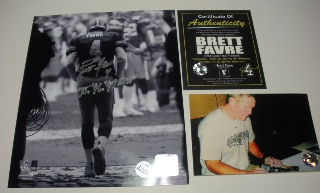 Brett Favre Signed 8x10 Photo Green Bay Packers MVP HOF COA (1 of 1)