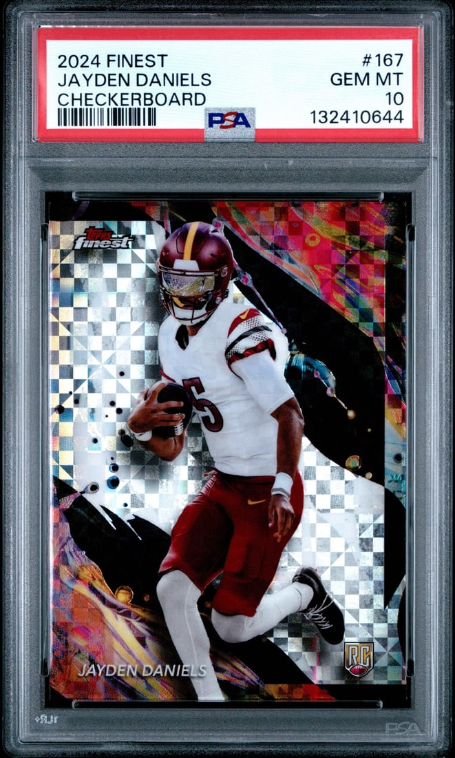 2024 Topps Finest Jayden Daniels #167 Checkerboard Rookie PSA 10 NFL Card (1 of 2)