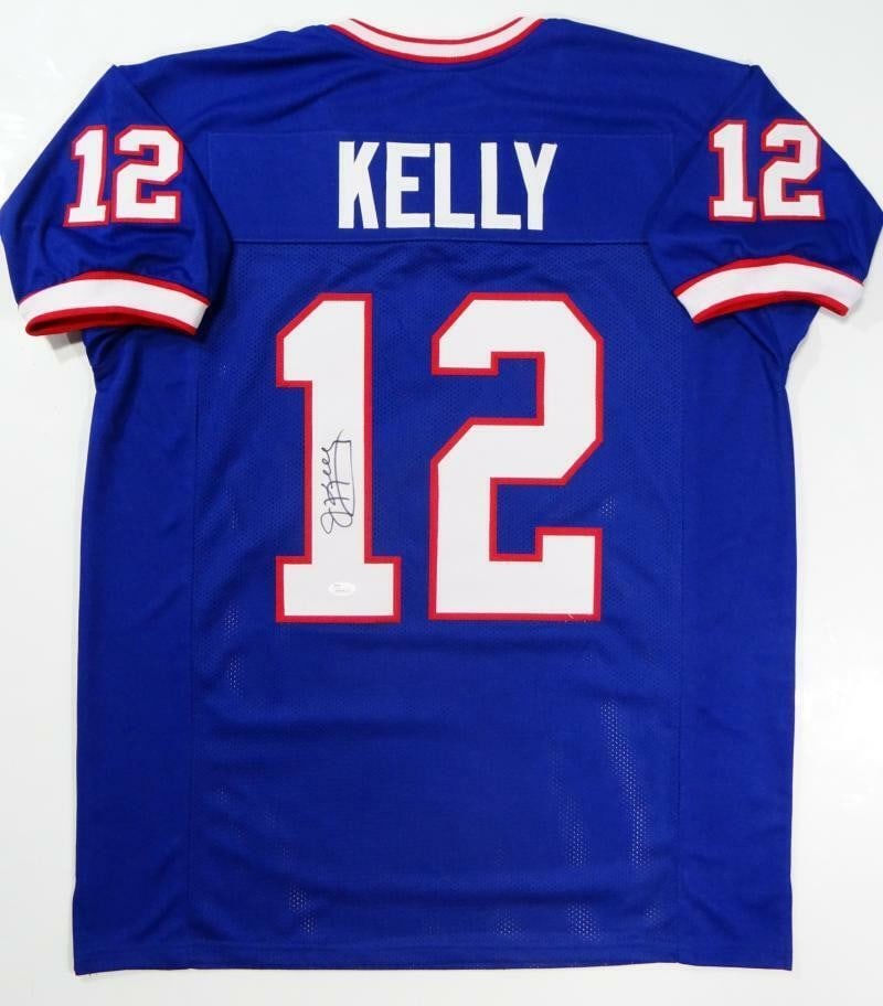 Jim Kelly Autographed Blue Football Jersey JSA Authenticated (1 of 7)