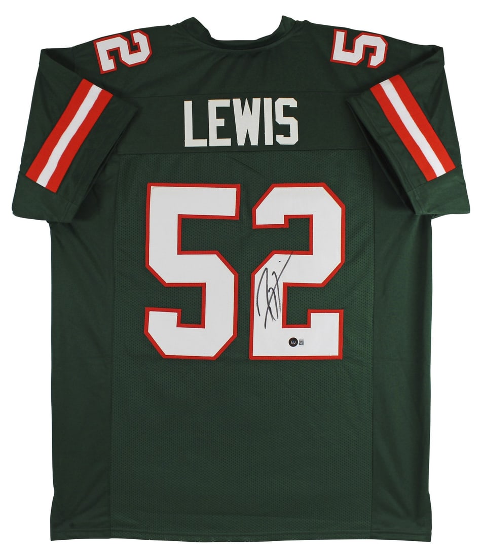 Ray Lewis Autographed Green Pro Style Jersey Miami Hurricanes BAS Witnessed (1 of 3)