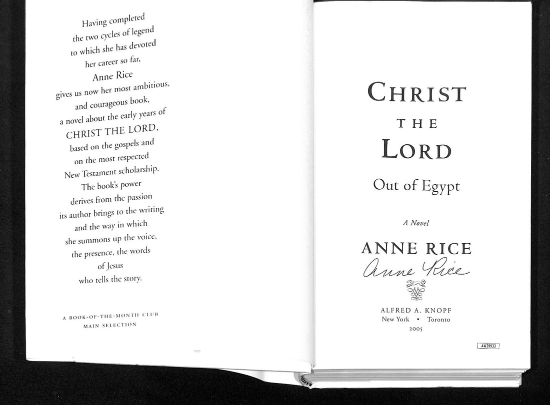 Anne Rice Signed Christ The Lord Out of Egypt Book JSA Authenticated (1 of 4)