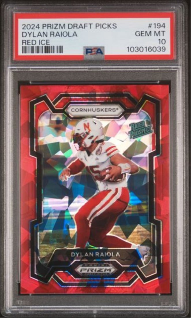 2024 Panini Prizm DP Dylan Raiola #194 Red Ice RC PSA 10 Football Card (1 of 2)
