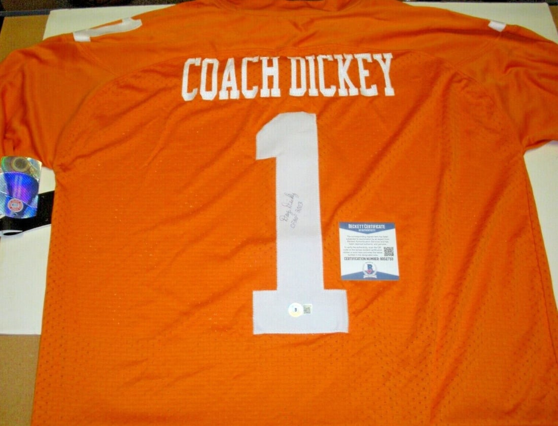 Doug Dickey Signed Tennessee Vols Adidas Football Jersey with COA (1 of 2)