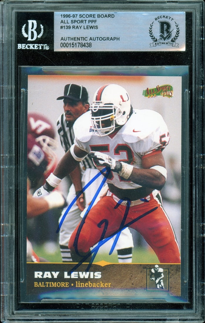 1996-97 Ray Lewis RC Autographed Card BGS #139 Miami Hurricanes (1 of 2)