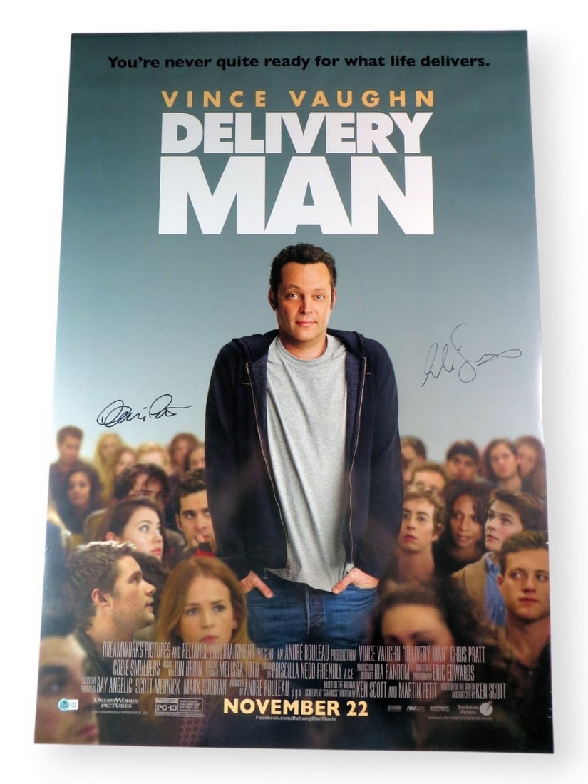 Chris Pratt Colbie Smothers Autographed 27x40 Poster Beckett Authenticated (1 of 2)