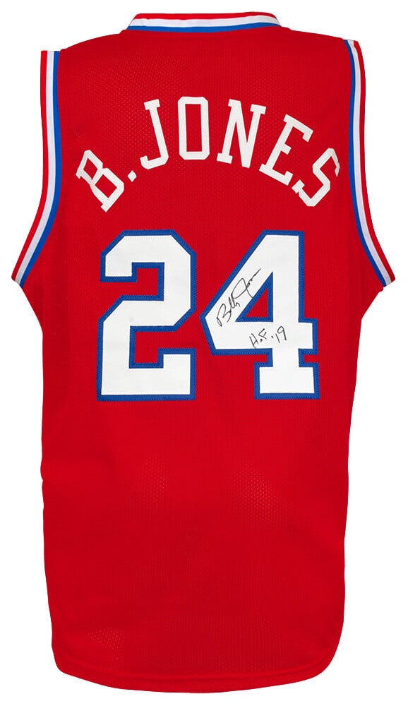 Bobby Jones Signed 76ers Red Jersey with HOF'19 Inscription (1 of 3)