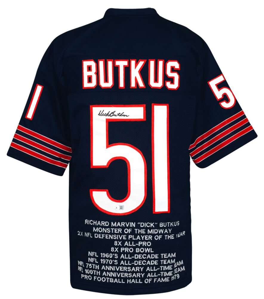 Dick Butkus Signed Chicago Bears Custom Jersey Beckett COA (1 of 3)