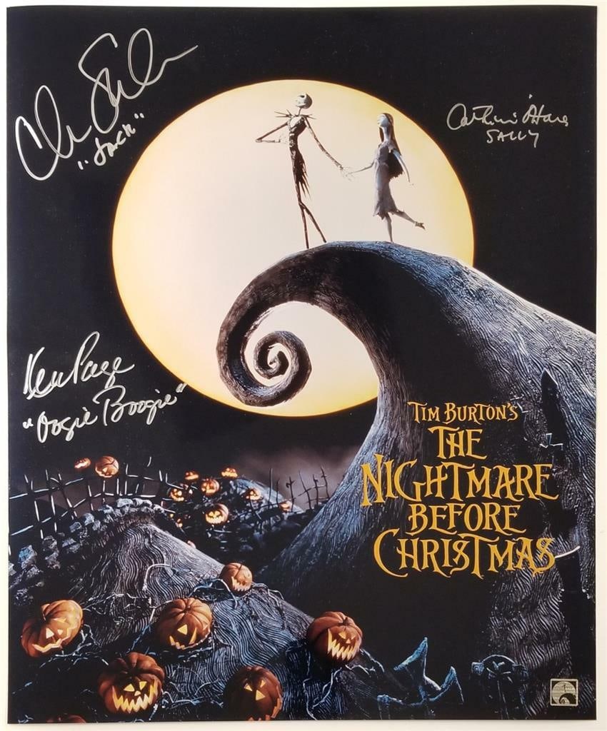 Nightmare Before Christmas Signed 16x20 Photo Ken Page Sarandon O'Hara: Nightmare Before Christmas Signed 16x20 Photo Ken Page Sarandon O'Hara This stunning 16x20 photograph from "The Nightmare Before Christmas" features the signatures of notable cast members, including K