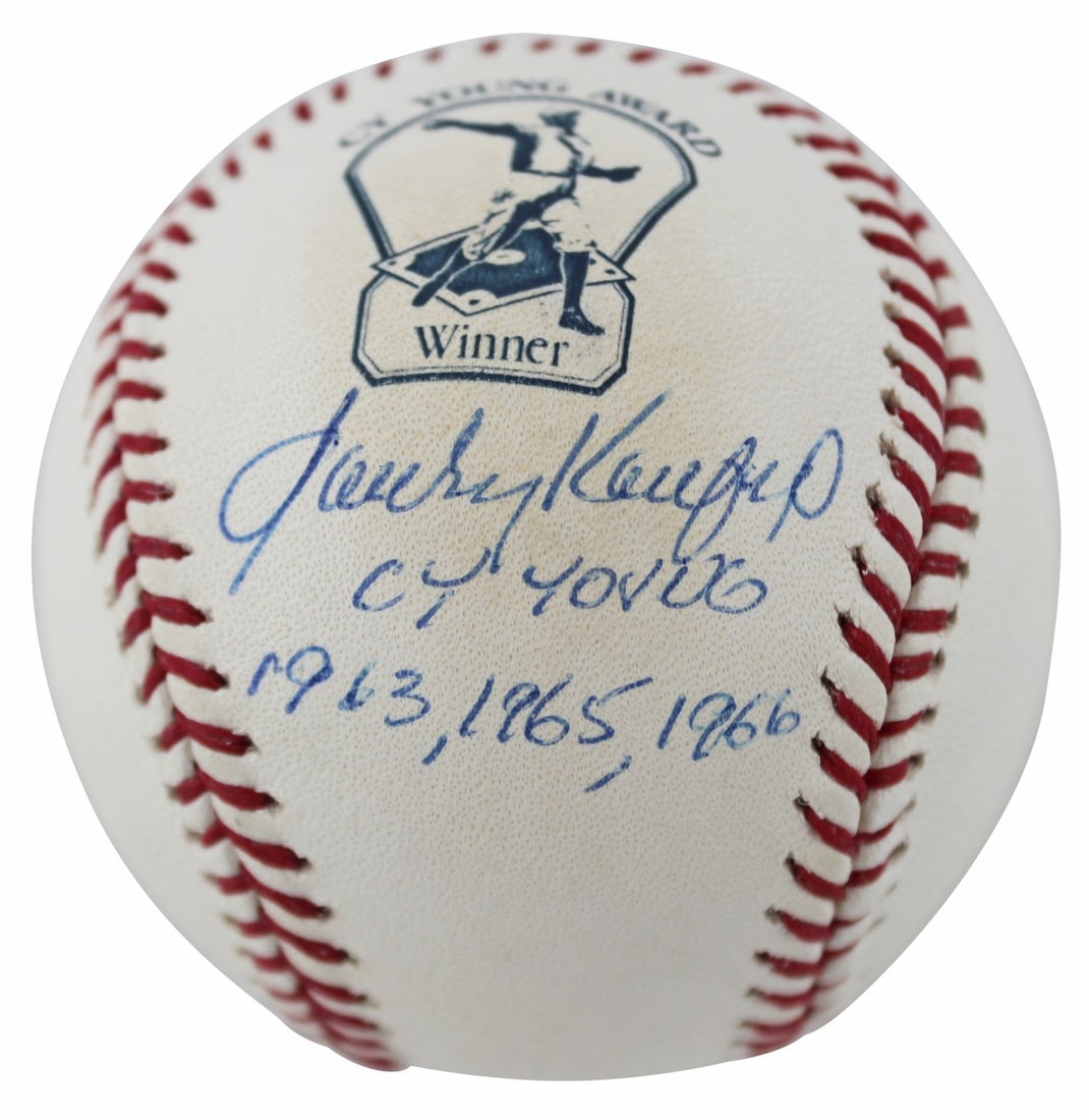 Sandy Koufax Signed OML Baseball Cy Young 1963 1965 1966 JSA Dodgers (1 of 6)