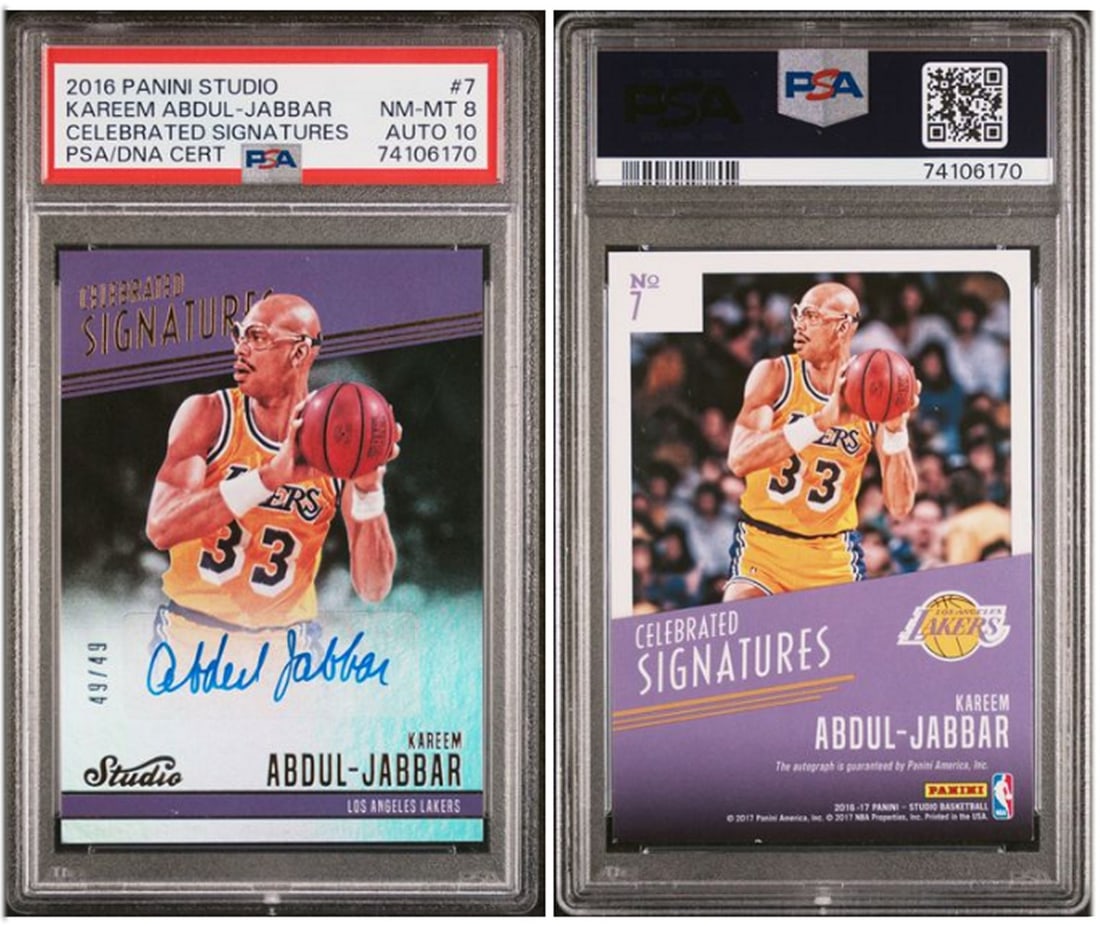 Kareem Abdul-Jabbar 2016 Panini Studio Celebrated Signatures PSA 8/10 Autograph Card (1 of 1)