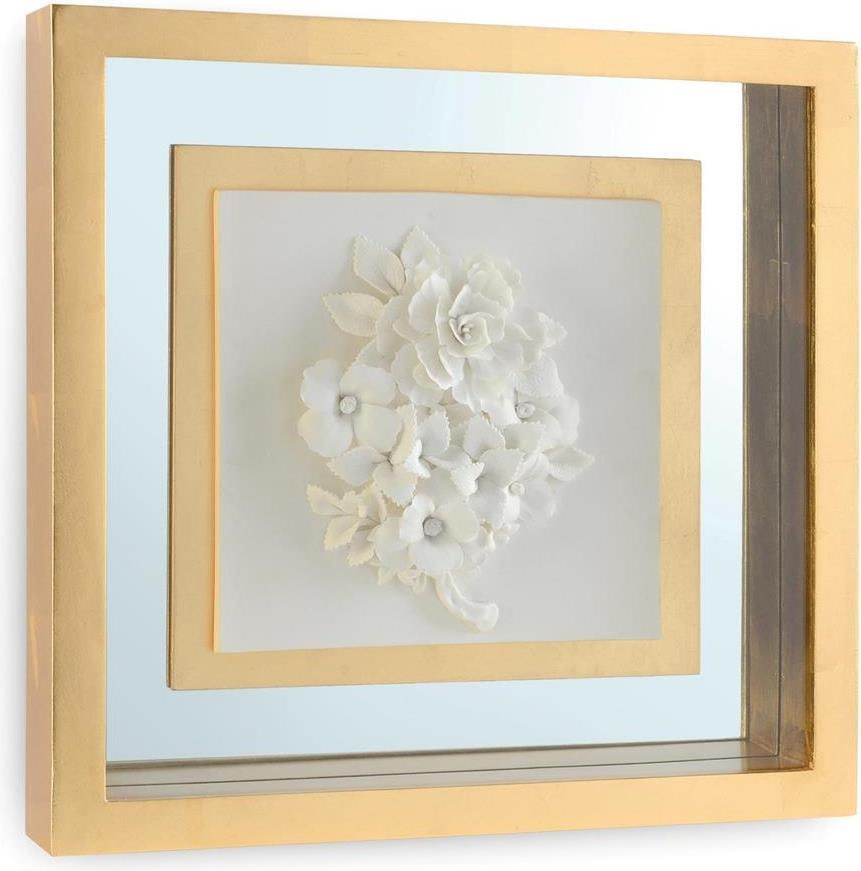 John-Richard Gold-Leaf Botanical Wall Art 18x18 Mirror Porcelain: John-Richard Gold-Leaf Botanical Wall Art 18x18 Mirror Porcelain Enhance your decor with this stunning Gold-Leaf Framed Botanical Wall Art. This exquisite piece features a mirror porcelain design with